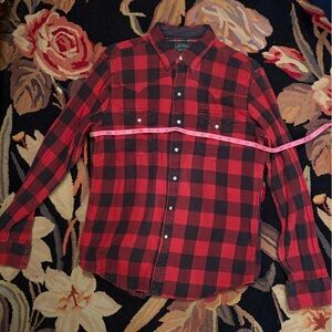 Men's POL Red and Black Plaid flannel Shirt